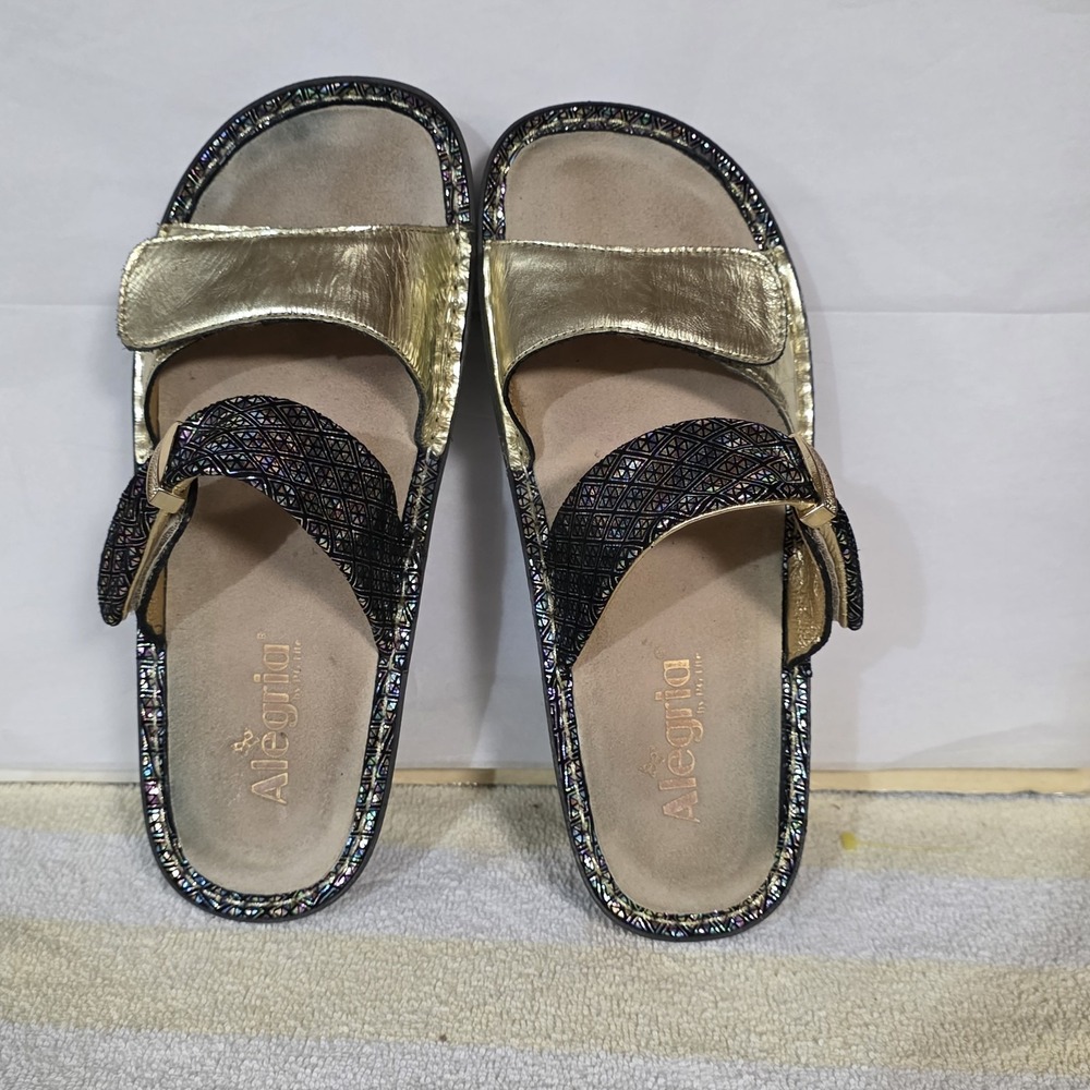Alegria Women Sandal KAR 283 Glitz Gold Size 9 EUR 39 Shoes Sparkle Adjustable - Picture 10 of 15